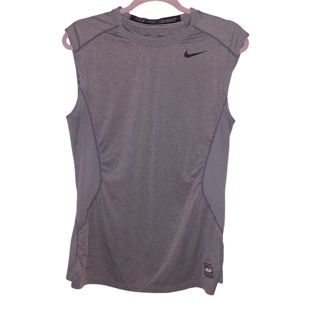 Nike Pro Combat Women's Fitted Sleeveless Gray Athletic Shirt Size M